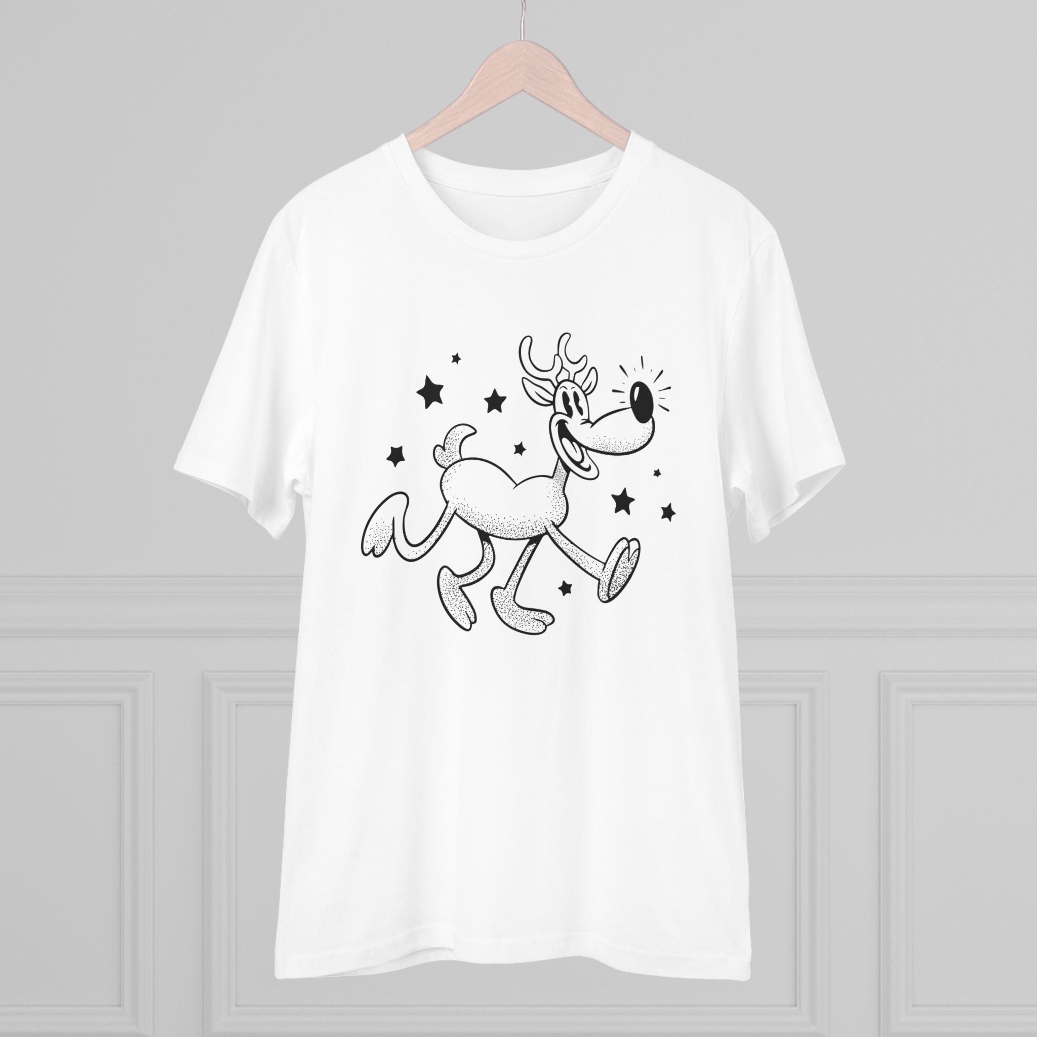 Unisex T-Shirt mit lustigem Rentier Cartoon – Weihnachten