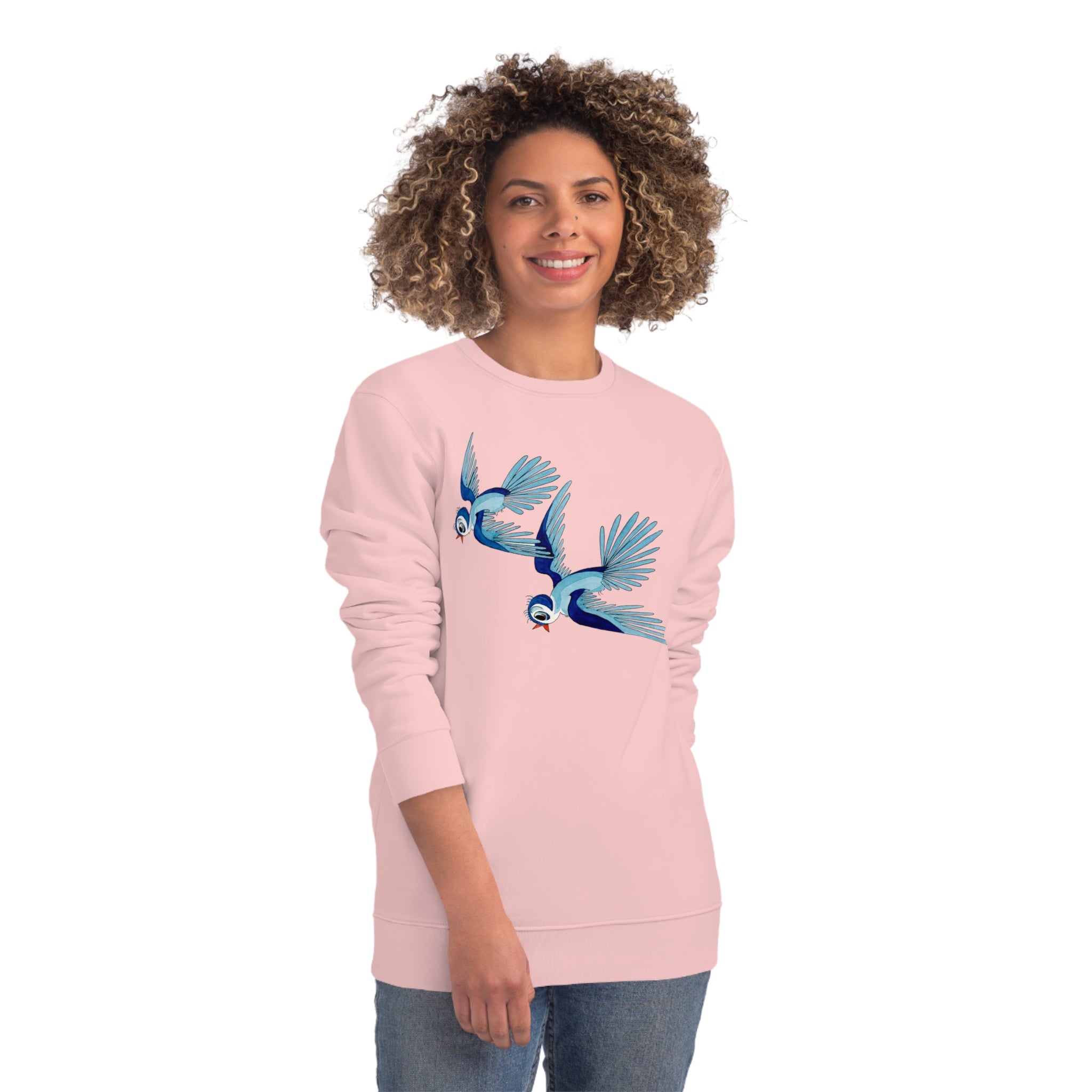 Unisex Sweatshirt mit handgezeichnetem Vogelmotiv – Nachhaltig & Stilvoll