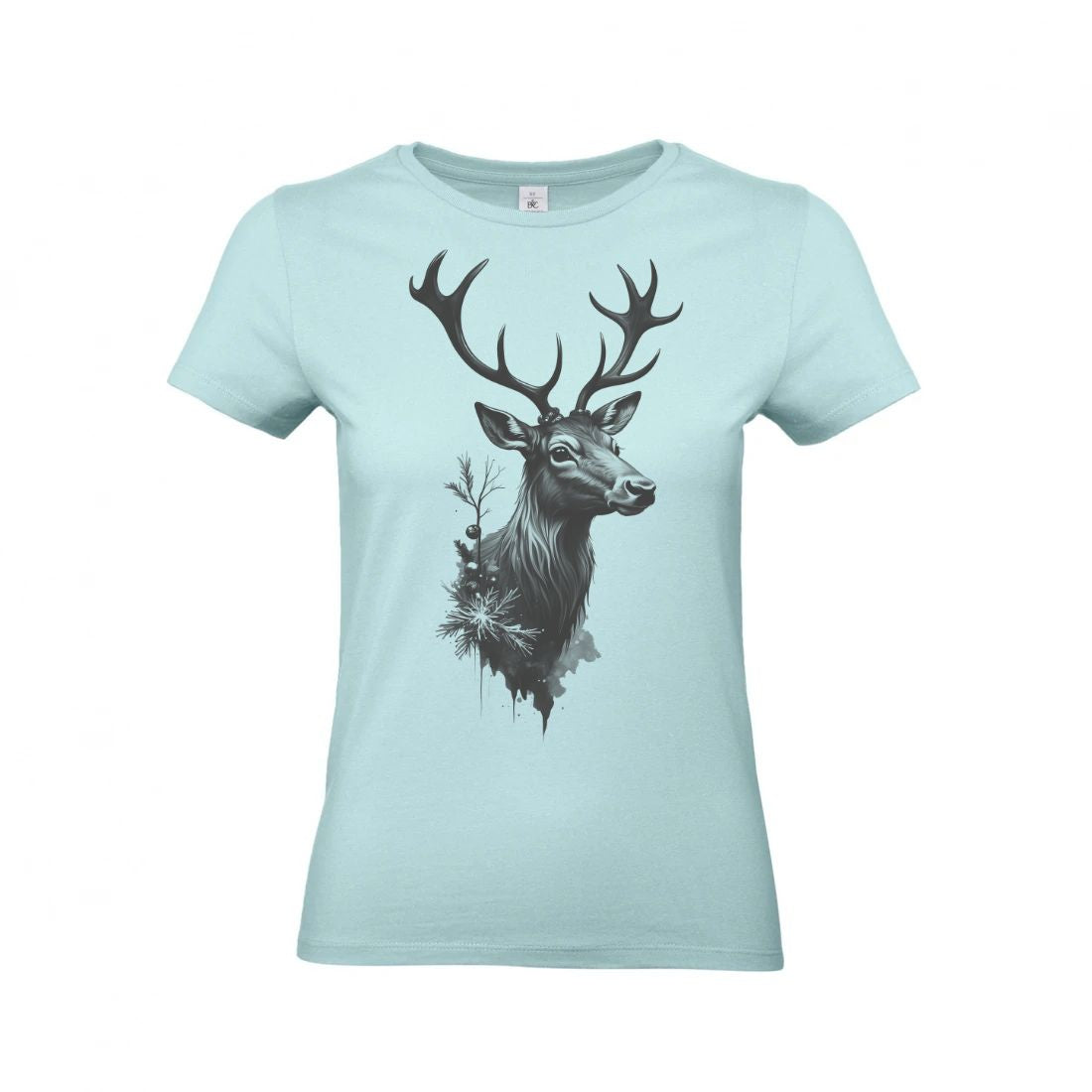 Damen T-Shirt mit Hirsch-Motiv – Cottagecore Winterdesign