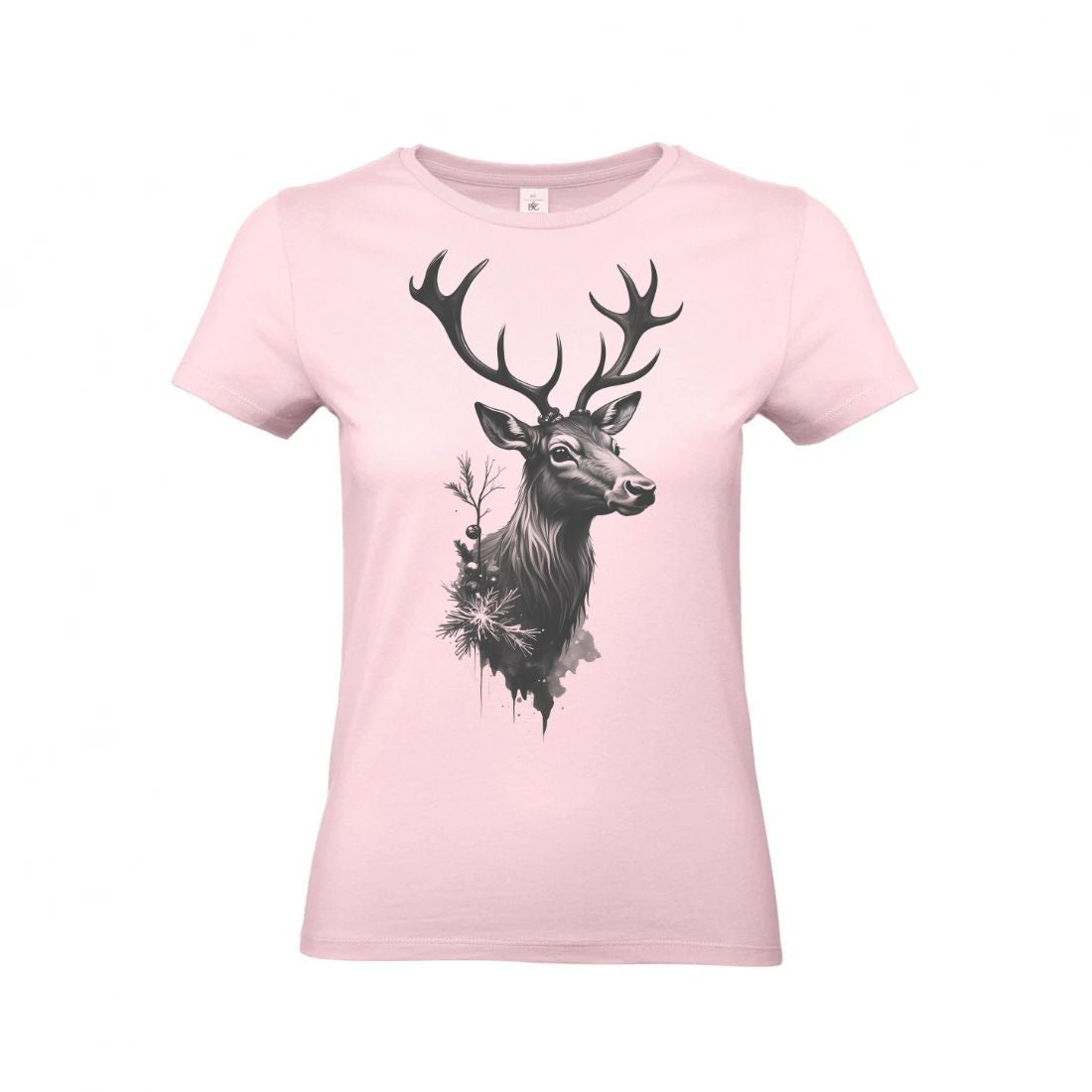 Damen T-Shirt mit Hirsch-Motiv – Cottagecore Winterdesign